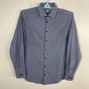 Mizzen Main Shirt Mens‎ Small Blue Button Up Performance Long Sleeve Print